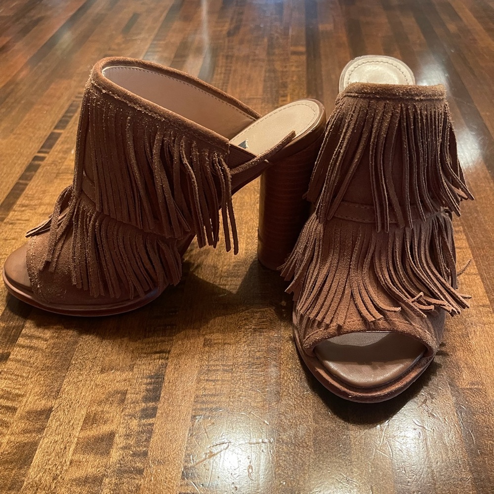French Connection Fringe Mules Size 6.5